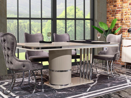 Table 6x Chairs 7pcs Dining room Wooden table Dining room Set Group Design
