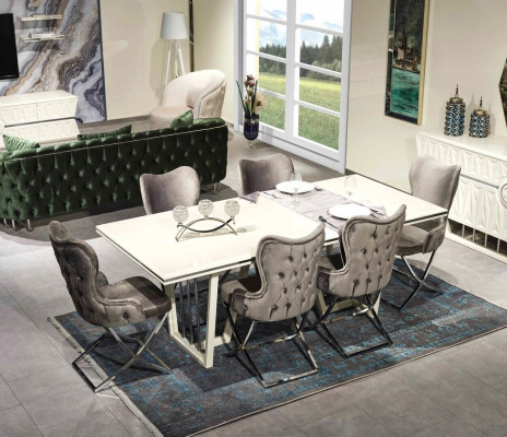 Luxury dining room set 7 pieces. Dining table chairs modern furniture design table