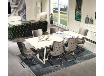 Luxury dining room set 7 pieces. Dining table chairs modern furniture design table