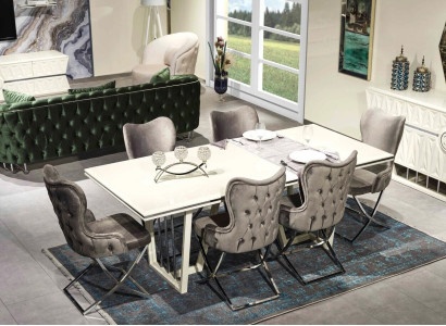 Luxury dining room set 7 pieces. Dining table chairs modern furniture design table