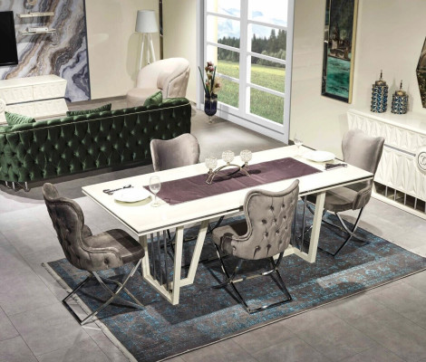 Luxury dining room set 7 pieces. Dining table chairs modern furniture design table