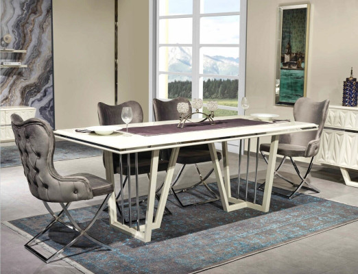 Luxury dining room set 7 pieces. Dining table chairs modern furniture design table