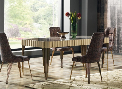 Modern Dining table 4x Chairs Dining room Set Designer Suite 5-piece style Table