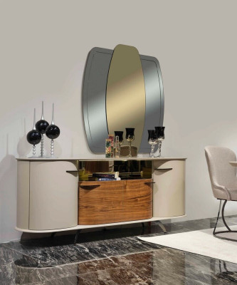 Designer Sideboard Mirror Design Furniture Console Wood Chest of drawers 2pcs.