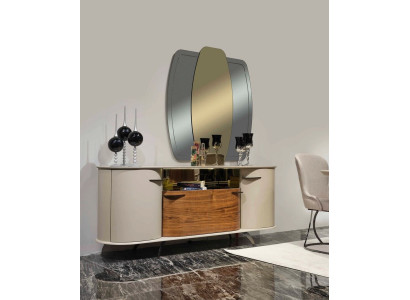 Designer Sideboard Mirror Design Furniture Console Wood Chest of drawers 2pcs.