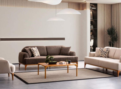 Modern Beige Sofa set 3+3+1 Seater Living room Furniture Luxury Set Sofa