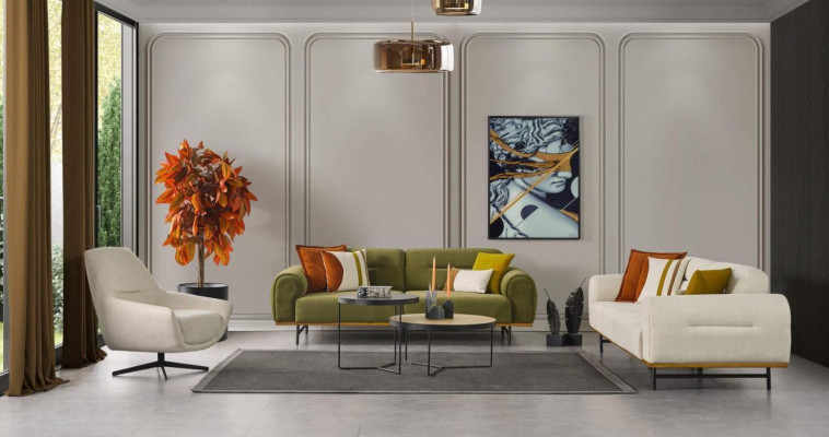 Design living room set from 2 pieces. Luxury Furniture Beige Color Modern Novelty