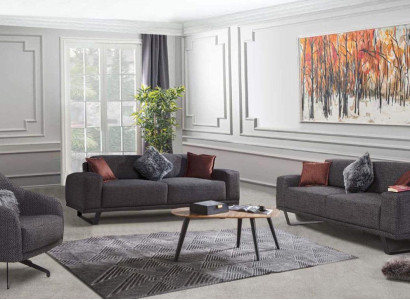 Luxury living room set consists of 3 pieces. Black color design sofa set