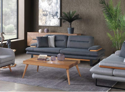 Modern living room set from 3 pieces. Sofa set 3+2+1 Seater Gray Couches