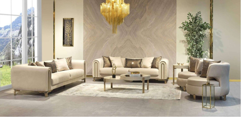 Sofa set 3+3+1 Seater seat cushion couch set design sofa new 4 pieces. Fabric
