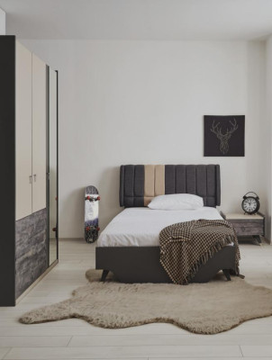 Luxurious stylish bedroom set Delta Bed Bedside table Wardrobe