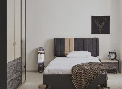 Luxurious stylish bedroom set Delta Bed Bedside table Wardrobe