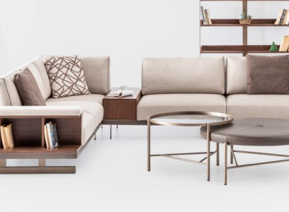 Modern Beige Corner sofa Luxury L-shape Couch Fabric Sofas Living room furniture