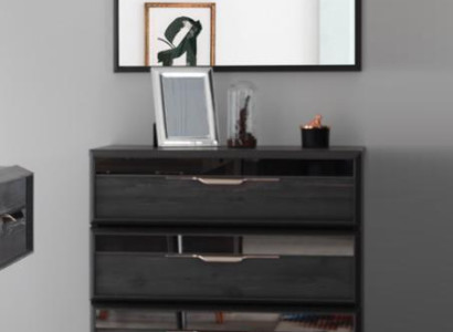 Modern Chest of drawers with Mirror Luxury Moder design Bedroom Wood Set 2pcs
