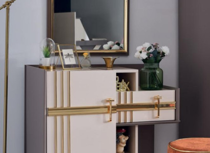 Dressing table Console Bedroom Furniture Design Wood with Metal Gray new