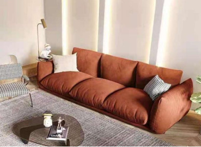 Sofa 3 Seater Textile Wood Modern Brown Sofa Upholstery Couch Luxury new Sofa