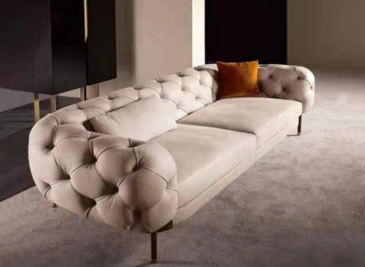 Sofa 3 Seater luxurious Beige Upholstery Sofas Design Imitation leather new Modern