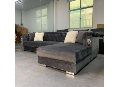 Corner sofa Couch Sofa Corner suite Design Couches Living landscape Gray Fabric