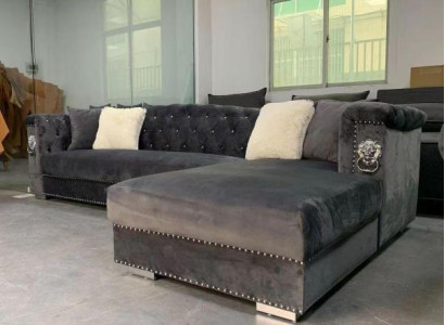 Corner sofa Couch Sofa Corner suite Design Couches Living landscape Gray Fabric