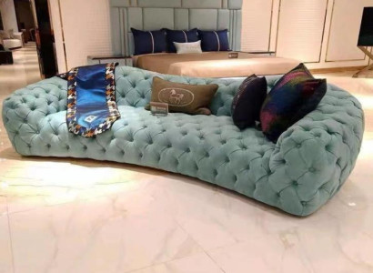 Sofa 3 Seater Chesterfield Green Upholstery Sofas Design Imitation leather new Modern