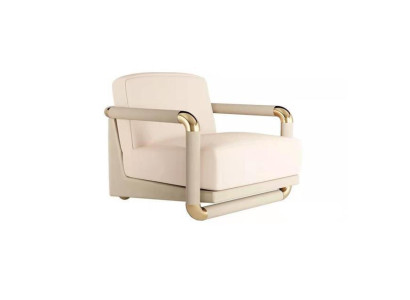 Stylish Armchair Beige Armchair TV Couch 1 Seater Sofa Textile Fabric