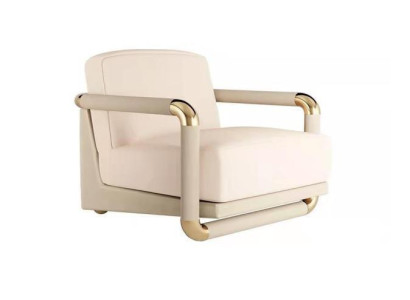 Stylish Armchair Beige Armchair TV Couch 1 Seater Sofa Textile Fabric