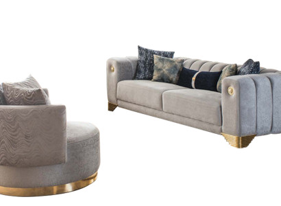 Complete Living room High quality stylish 3-Seater Couch Modern Gray Armchair