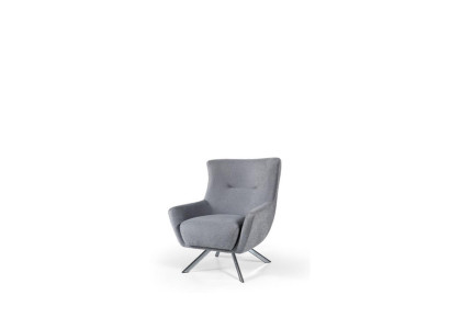 Fabric Armchair Living Room Single Seater Armchair Wing Chair Gray Upholstery Seat