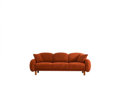 Upholstered Sofa Orange Three Seater Sofa 3 Seater Fabric Sofa Couch Modern