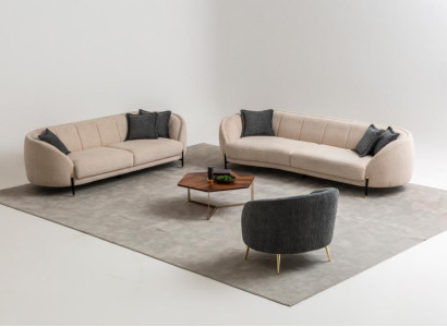 Sofa set 4 3 1 Seater Living room Complete Sofas Set Beige Modern Set