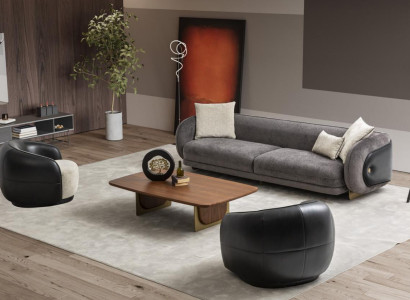 Modern Gray Sofa set set 3 Seater Sofas 2x Armchair Living room set