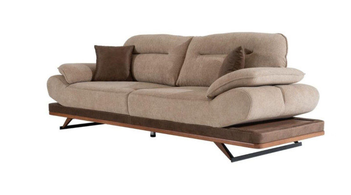 Beige Living room 2x 3-Seater Sofas Luxurious Upholstery Couches Seating Furniture