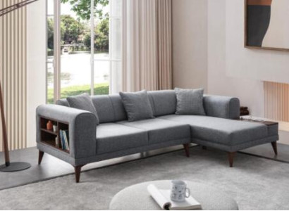 Gray Living room L-shape Sofa Upholstery Corner sofa Designer Living room Couch