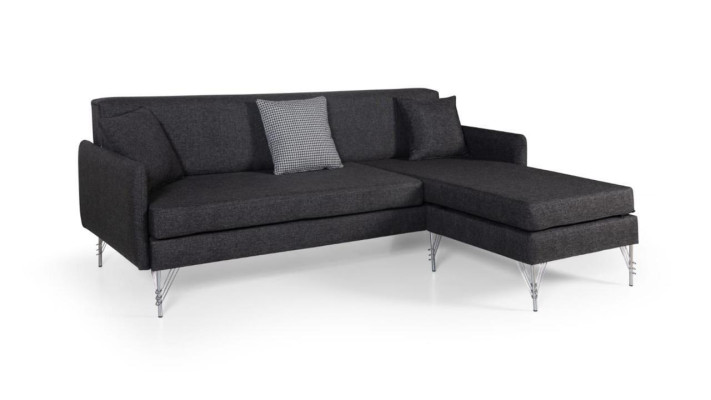 Black Designer Sofa Luxurious Upholstery L-shape Sofa Robust Corner sofa