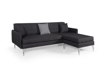 Black Designer Sofa Luxurious Upholstery L-shape Sofa Robust Corner sofa