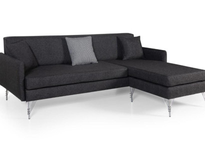 Black Designer Sofa Luxurious Upholstery L-shape Sofa Robust Corner sofa