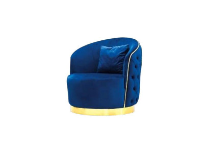 Blue Chesterfield Armchair Living room round armchair designer single seater. home24.ae 