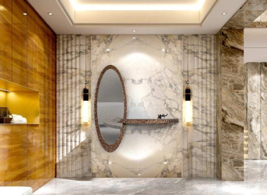Designer Oval Mirror Luxurious Glass Mirror Stylish Shelf 2pcs
