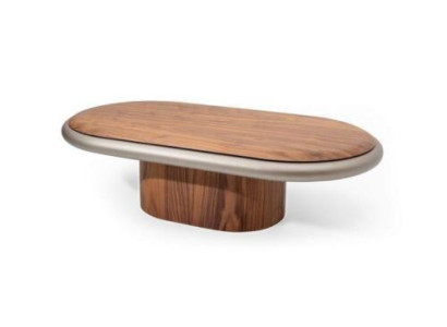 exclusive Luxury Living room Oval Coffee table Brown Color Modern Wood