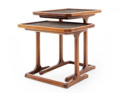 Moder 2x Side tables with wooden top in brown Color Living room new