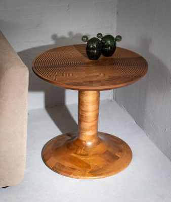 Brown Living room Sofa Side table Luxurious Wood Round Coffee table