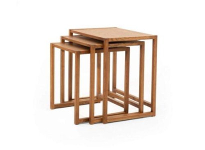 Brown wooden table set of 3 square living room coffee tables 3-piece set