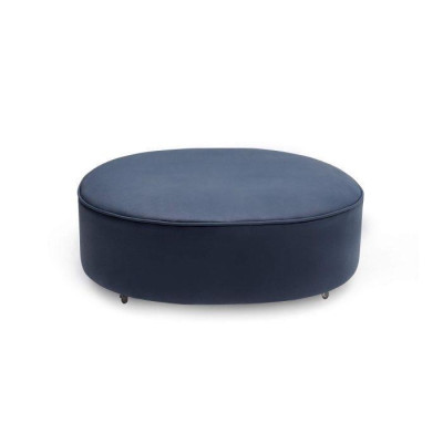 Blue Round Stool Designer Living room Elegant Footstool Upholstery Furniture
