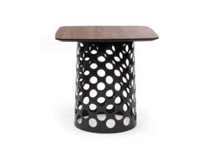Luxurious metal table designer wooden top living room side table
