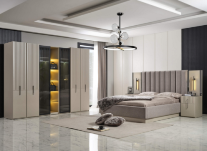 Luxurious bedroom furniture wooden cabinet bedroom beds 4-piece set