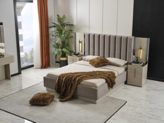 Complete e Gray Bedroom Suite Double bed Dressing table 4-piece set