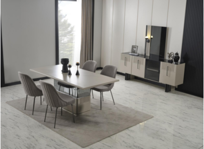Designer Dining room Suite Rectangular Dining table 4x Chairs Dining set