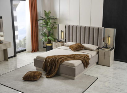 Modern Bedroom Set Designer Double bed 2x exclusive Bedside tables