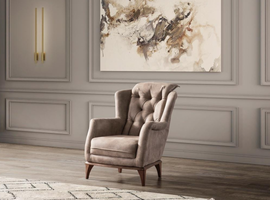 Chesterfield Robust 2x Fabric Chairs Luxurious 1-Seater Modern Furniture