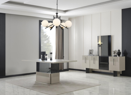 White-Black Dining room table Designer Modern Dining room Robust Furniture